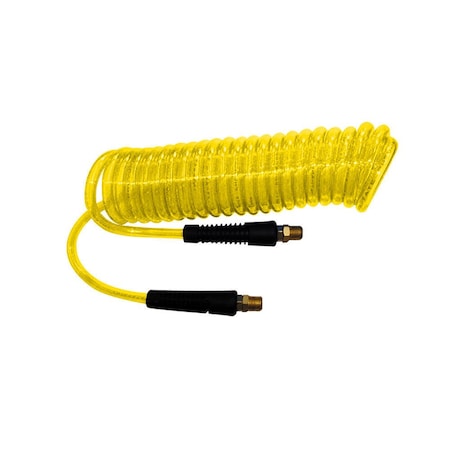 Interstate Pneumatics Yellow Polyurethane Recoil Hose 1/4 Inch x 10 feet Swivel Fittings HR54-010